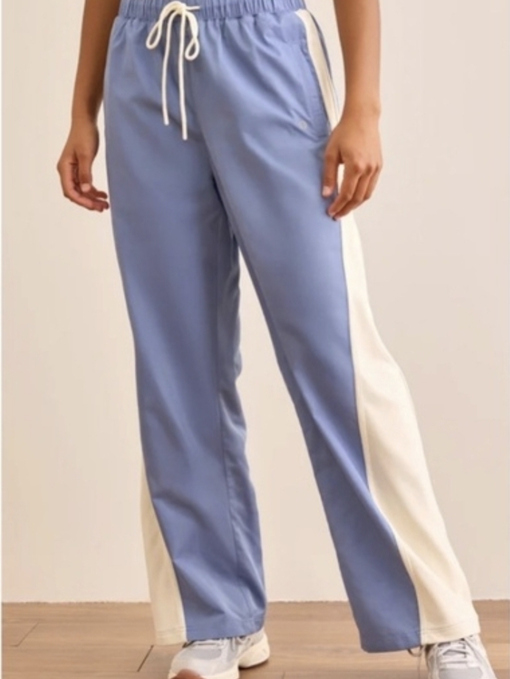 NWOT Altar'd State Relaxed Track Pants in Light Blue with Cream Side Panels